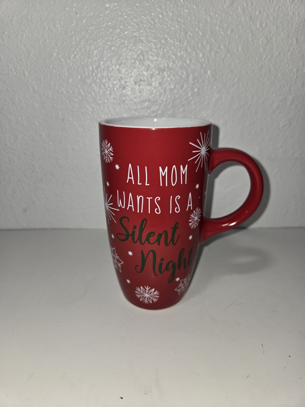 Red "All Mom Wants Is A Silent Night" Holiday Coffee Mug